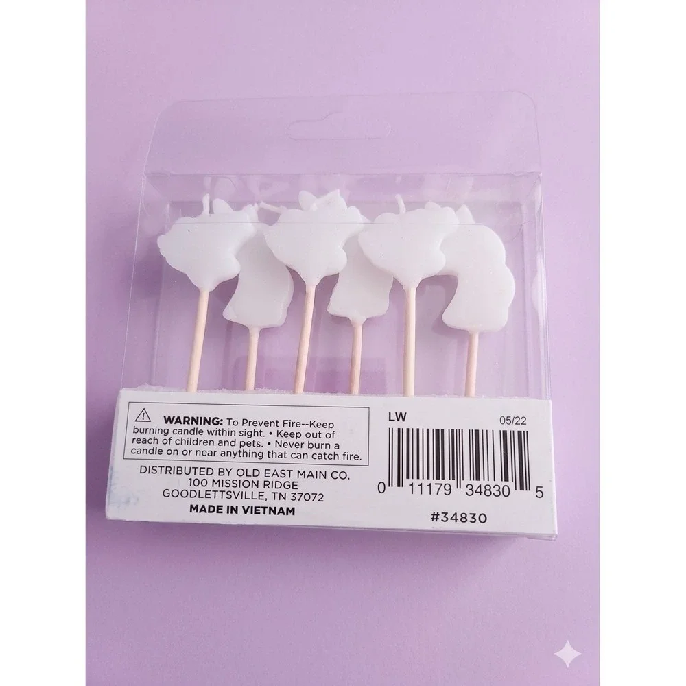 321‎ Party! Unicorn Birthday Cake Candles, 6 Pack, White/Pink/Blue/Yellow 34830